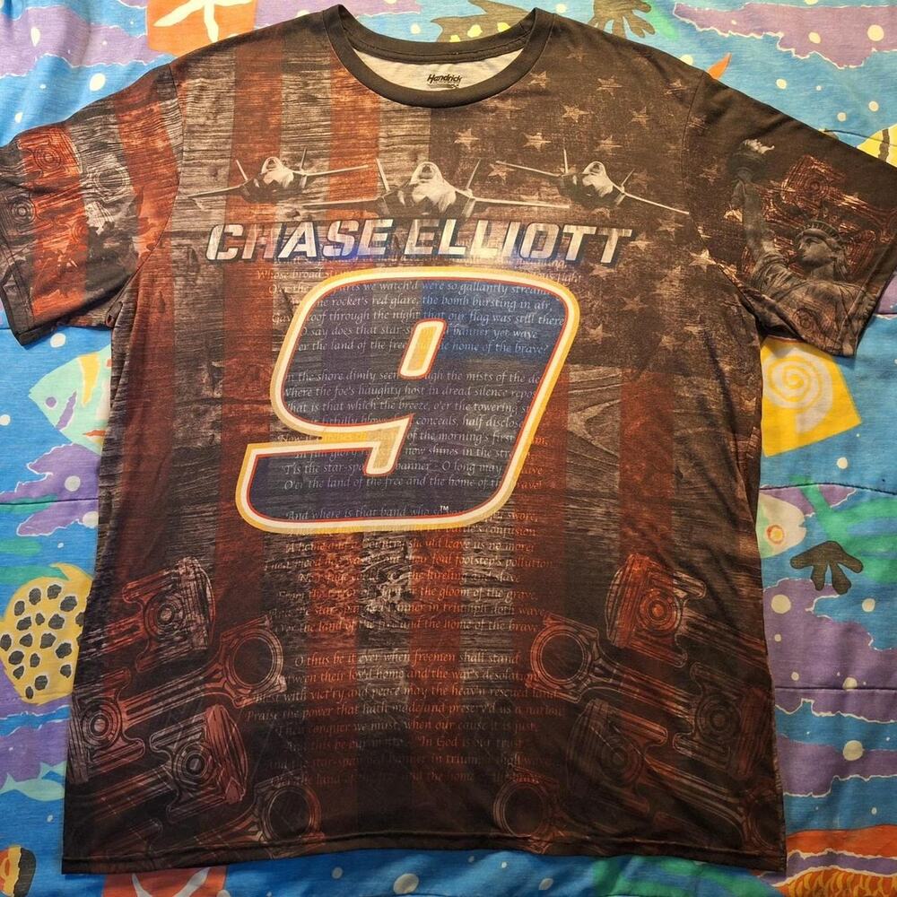 Chase Elliott NASCAR USA Print Hendrick Multicoloured T-Shirt Men's 2XL